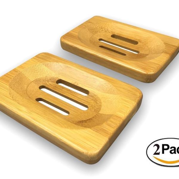 Small Bamboo Bathroom Supplies Bamboo Soap Dish 4.72 X 3.15 Inches Formaldehyde Free