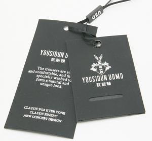 Cheap Black Swing 600dpi Paper Hang Tags For Clothing Offset Printing for sale