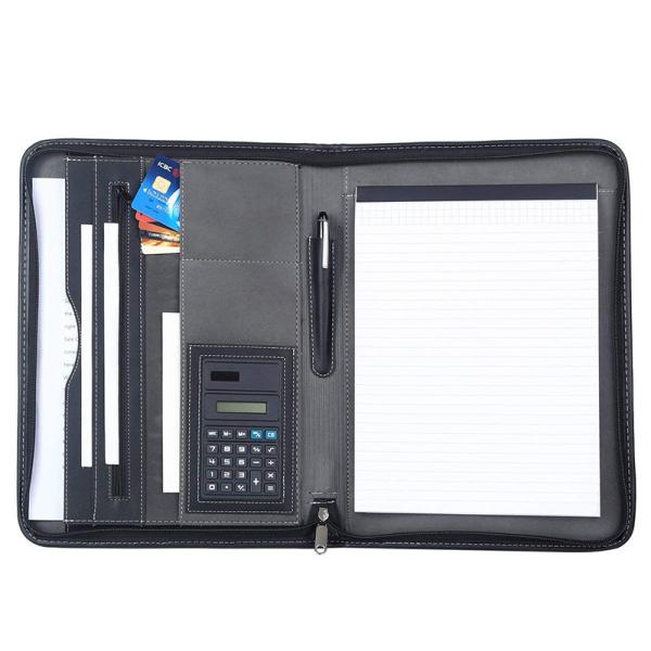 Black PU Leather Business Portfolio For Business Travel / Daily Use
