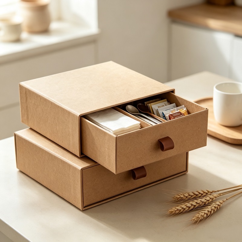 Kraft Paper Sliding Drawer Storage Boxes For Desktop And Home Organization