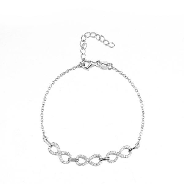 AAA Cubic Zirconia Sterling Silver Matching Bracelets For Best Friends 10.58g