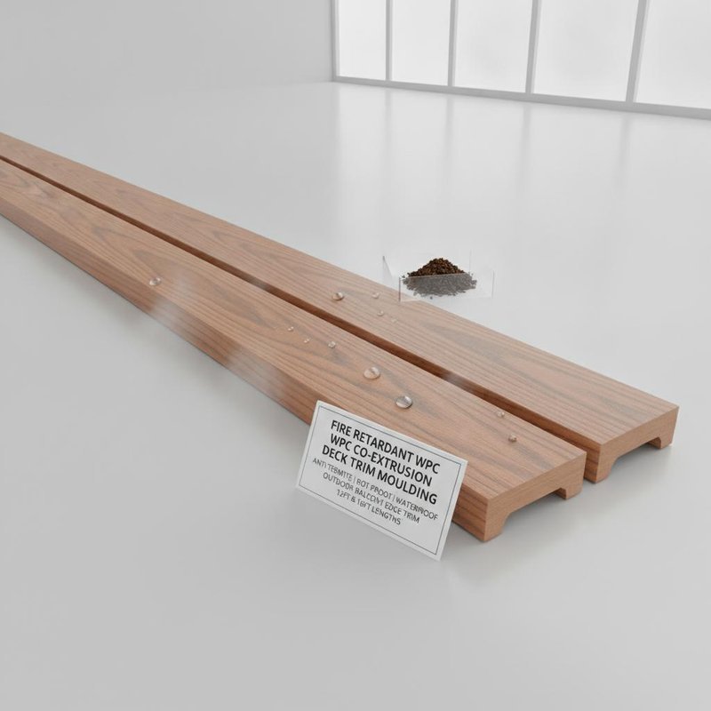 Fire Retardant WPC Co-Extrusion Deck Trim Moulding Anti Termite Rot Proof Waterproof Outdoor Balcony Edge Trim 12ft 16ft