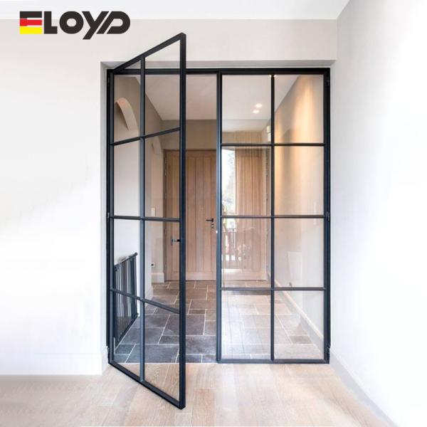 Internal Aluminium Framed Frosted Glass French Doors Glass Wall Divider