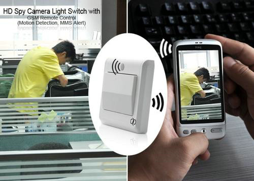 HD Spy Camera Light Switch with GSM Remote Control (Motion Detection, GSM MMS Video Alarm)