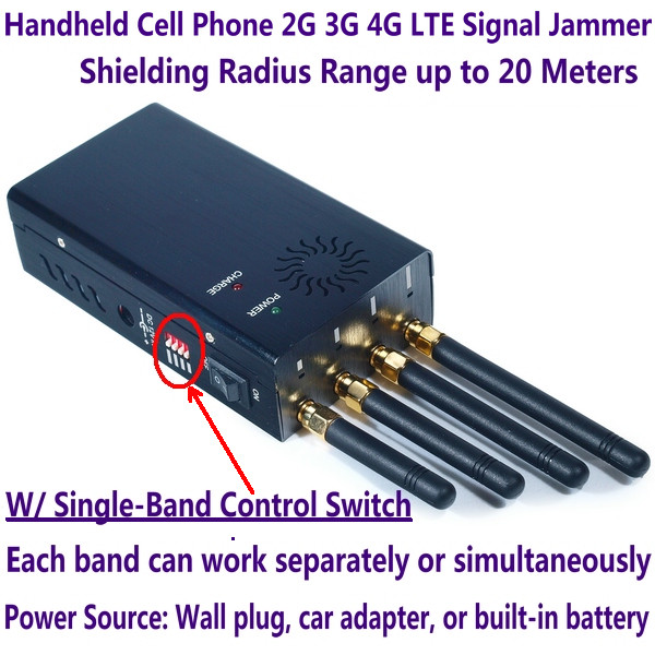 4 Antenna Handheld Cell Phone 2G 3G 4G LTE Signal Jammer Blocker W/ Single