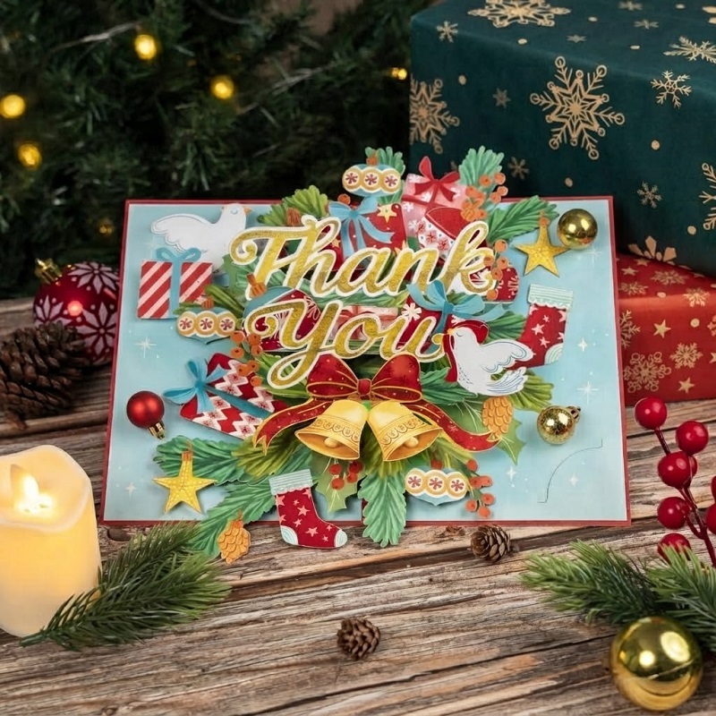 Pop Up Christmas Cards With Envelopes And 3D Holiday Designs