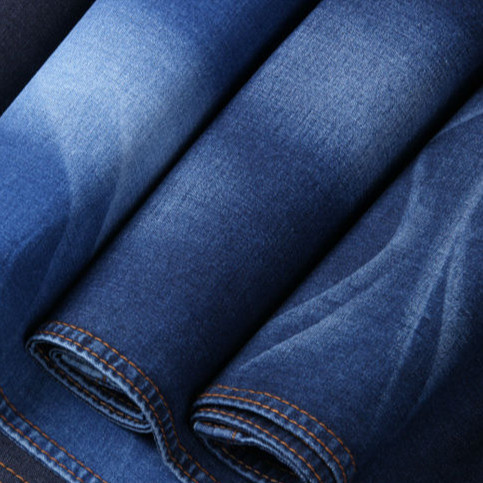 Satin Bamboo Denim Fabric 71% Cotton 27% Polyster 2% Lycra