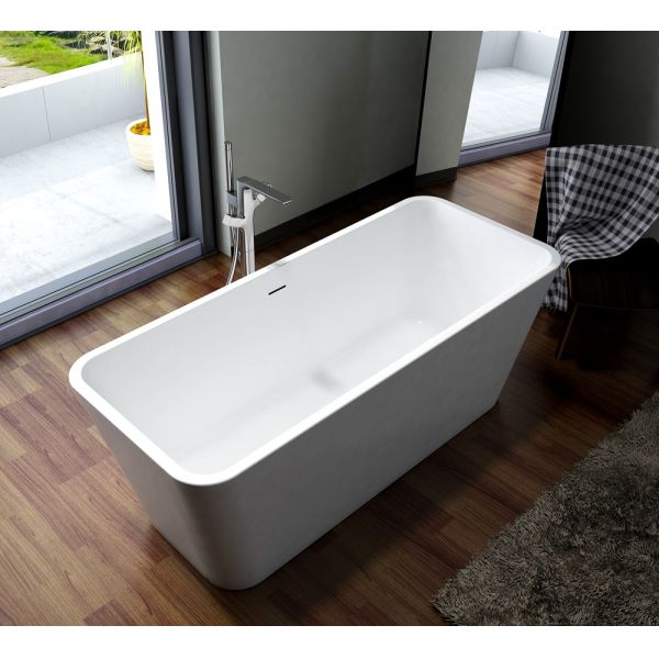 Solid Surface Freestanding Soaking Bathtub Smooth High Gloss