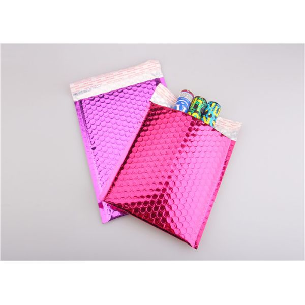 Pink Metallic Bubble Mailers / Bubble Wrap Envelopes For Electronic Products