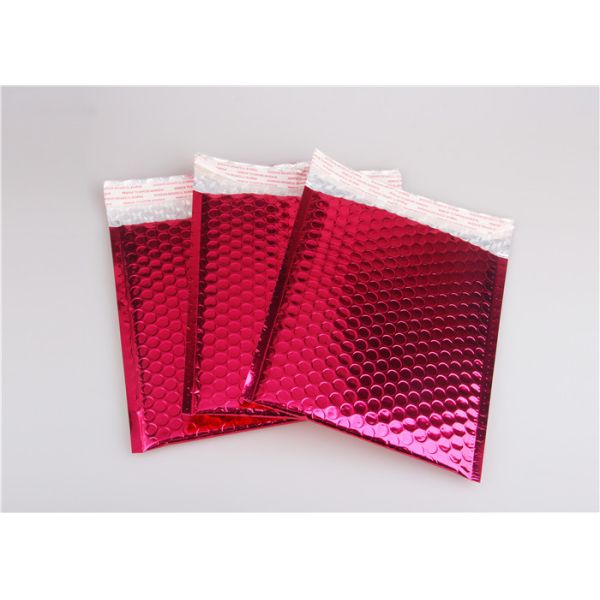 Rose Pink Metallic Mailing Envelopes , Colored Bubble Mailers For Transport