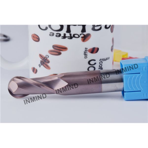 HRC50 Extra Long 2 Flut Ball Nose End Mill with AlTiN Coating Surface