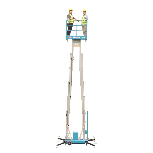 14 M Working Height Compact Double Mast Aluminum Mobile Aerial Work Platform