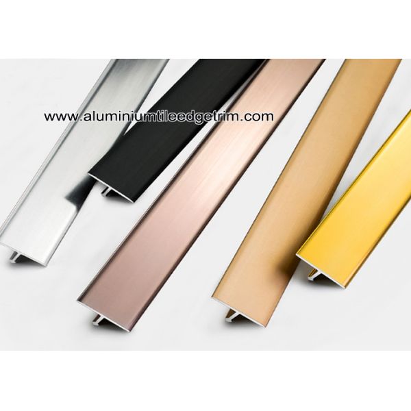 Shiny Colored Aluminium T Shaped Divider Trim / Decorative Strip