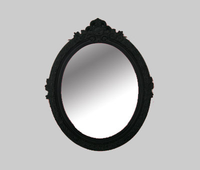 black solid wooden oval wall mirror ,home decor mirror