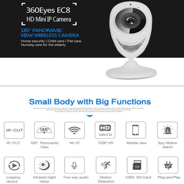 EC8 HD 720P Mini Wifi IP Camera Wireless P2P Baby Monitor Network Remote CCTV