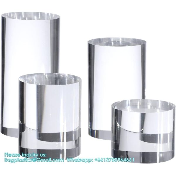 Acrylic Cube Cylinder Round Photo Props, Transparent Solid Acrylic Display Blocks For Photography Boutique Jewelry