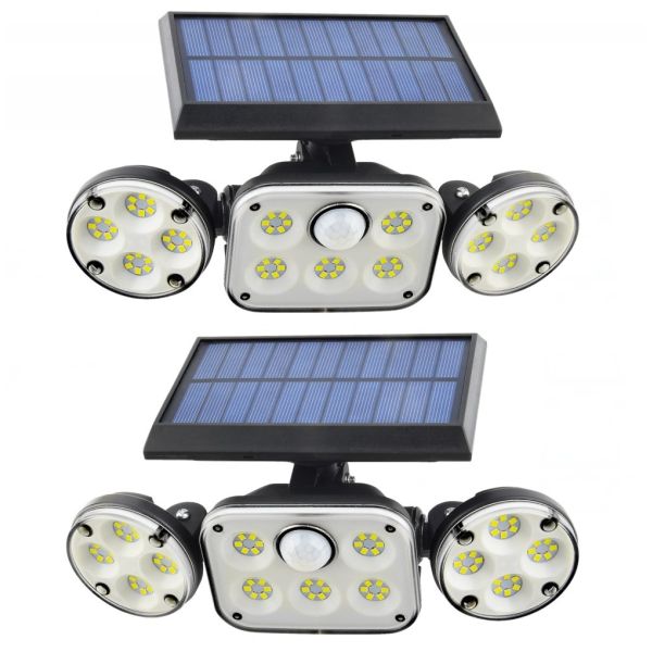 Porch Patio 16W 300LM ABS Solar Motion Sensor Wall Light Three Head