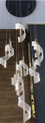 Modern Staircase Giant Spiral Chandeliers Hotel Rotating Chandelier Duplex Loft Stairs Led Pendant Light