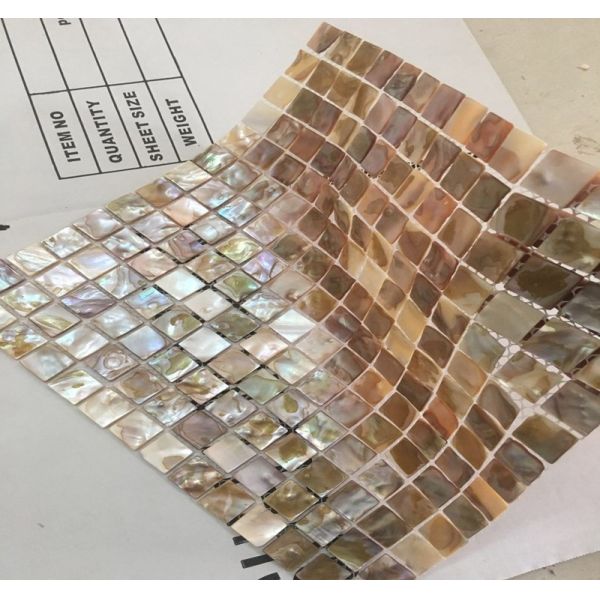 Brown Square Seashell Mosaic Wall Tile , Mother Of Pearl Mosaic Tile Backsplash