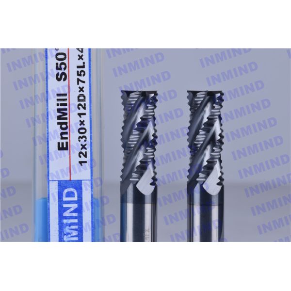 Standard Length Type Rough End Mill , AlTiN Coated 4 Flute End Mill SGS