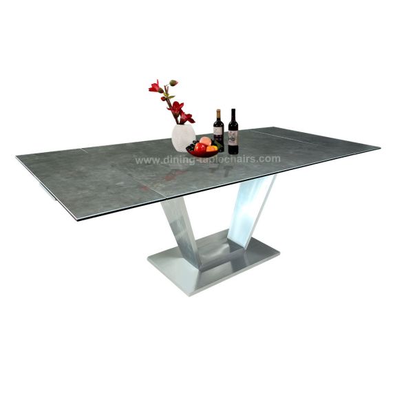 Stylish Stainless Dining Table Pavilion Use Luxury Brushed Stainless Pillar