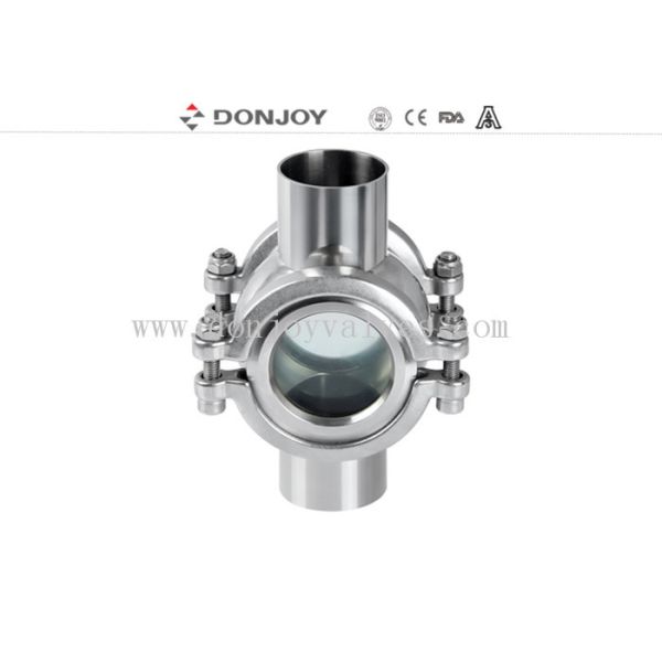 150℃ Hygenic Four way  Stainless Steel 304 316L Sight Glass zero dead conner design with a rechargeable battery