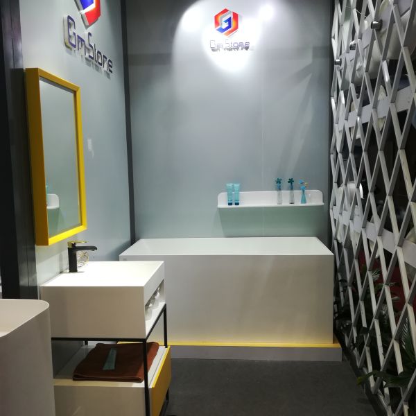 Single Tier Stone Bathroom Shelf  Modern Design Eco Friendly