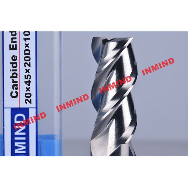 HRC50 End Mill Bits For Aluminum 3 Flute No Coating Grain Size 0.8 um Bright Surface