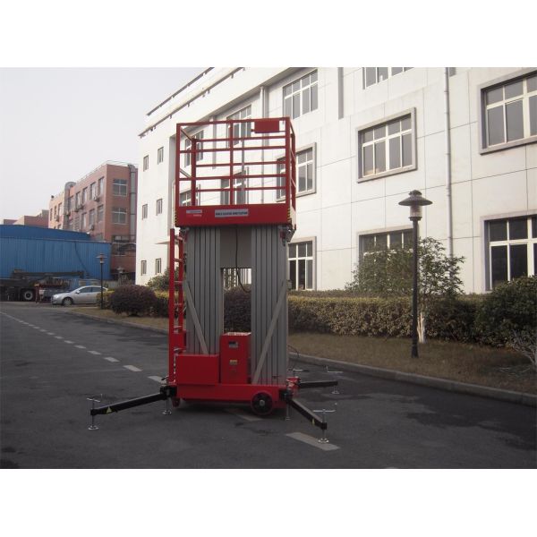 Dual Mast Hydraulic Aerial Work Platform Manual Push Around 8 Meter Platform Height