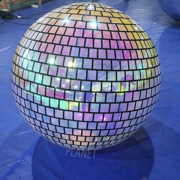 Colorful Portable Disco Mirror Ball Hanging Inflatable Mirror Balloon PVC Mirror Sphere For Advertising