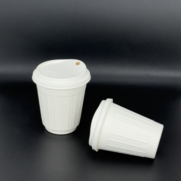 Disposable Food Grade Takeout Drinkware Sugarcane Bagasse Pulp Cup With Lid For Drink Coffee