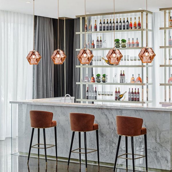 Bar Electroplating Dining Room Table Light E14 Diamond Crystal Pendant Light