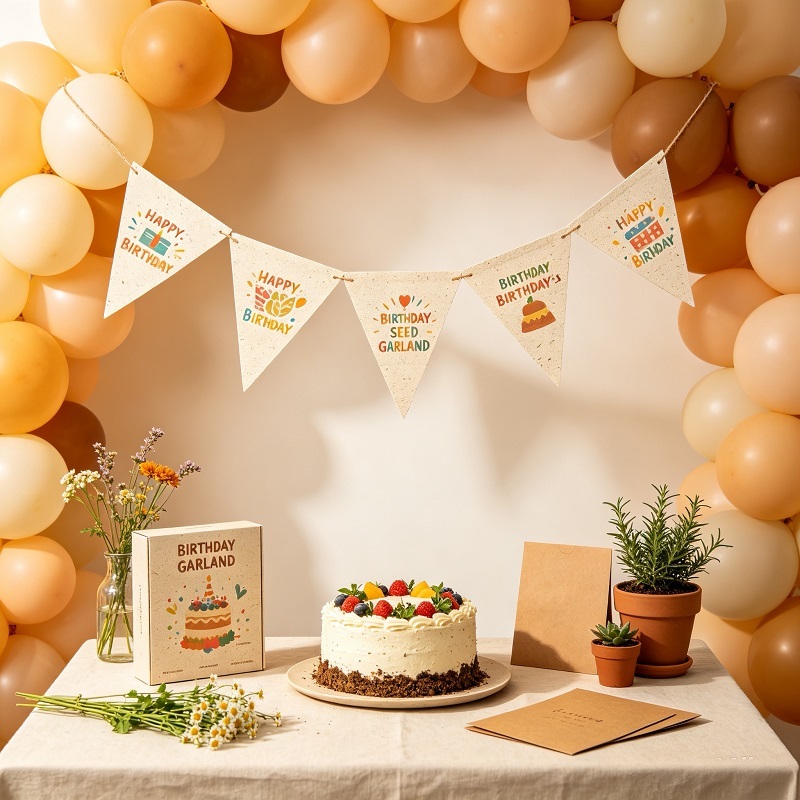 Plantable seed paper party flag garland OEM for eco-friendly events