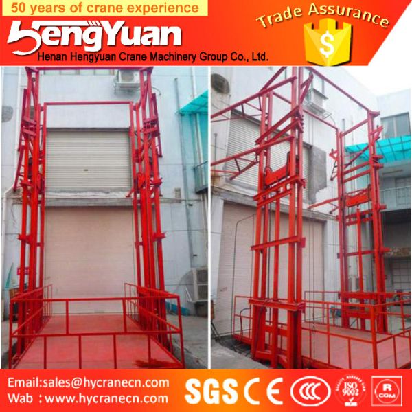 Chinese economic guide rail chain floor to upstairs cargo elevator