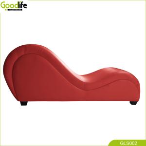 China OEM Wooden Leather Sex Couch Sponge Filled Curved 43cm Height on sale