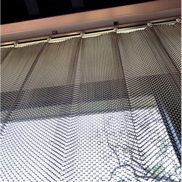 Anodized Aluminum Coil Drapery Customized Metallic Woven Curtains