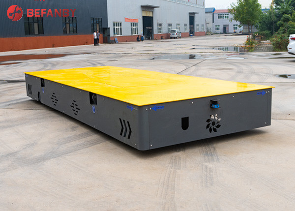 Auto Precast Concrete Floor Industrial Trolley Cart , 1-500 Tons Turning Battery trackless Transfer Trolley