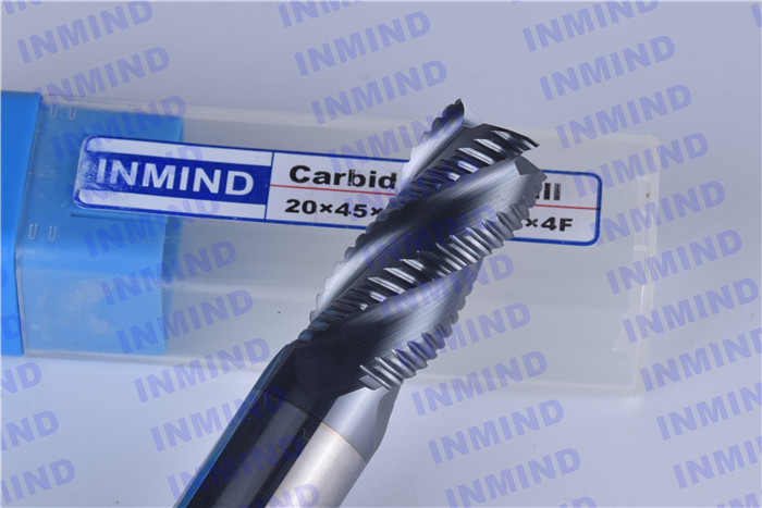 2.4 mm Pitch AlTiN Coating Rough Cut End Mill , 4 Flute Solid Carbide Drill Bits