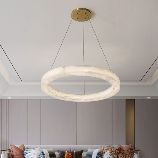 Kitchen Island Marble Pendant Light  Modern Alabaster Brass Chandelier