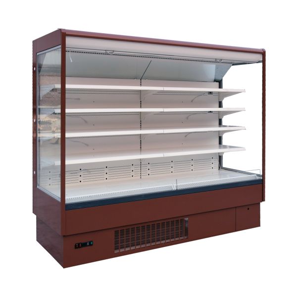 6FT Red Color Open Display Fridge for Supermarket with LED Lighting for Each Shelf