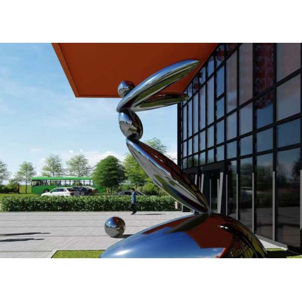 2.3m Wangstone Design Large Mirror Polished Stainless Steel Sculpture In Stock