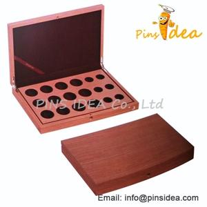 Cheap Wood Coin Display Case, With Velvet Interiro, Stamped Logo, Professional Manufacturer for sale