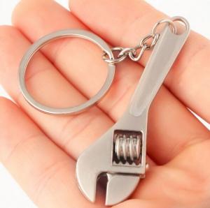 Mini Size Adjustable Silver Metal Wrench Spanner Key Chain Ring