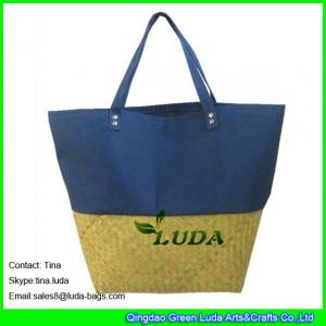 Cheap LUDA fabric pieced straw beach bag sea grass straw fashion handbags for sale