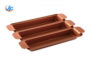 Cheap RK Bakeware China Foodservice NSF Telfon Coat Aluminum Loaf Pans Pullman Three Cup Loaf Pan Copper Trisagna Pan for sale