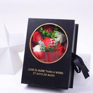 Cheap Real Preserved Rose Rigid Paper Gift Box Round And Square Flower Box With Ribbon for sale
