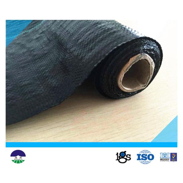 Black Acids Resistant Woven Geotextile Fabric / Polypropylene Black Woven Stabilization Fabric