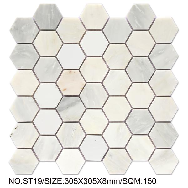Stain-resistant Hexagon 300x300mm Natural Stone Mosaic For Project And Hotel
