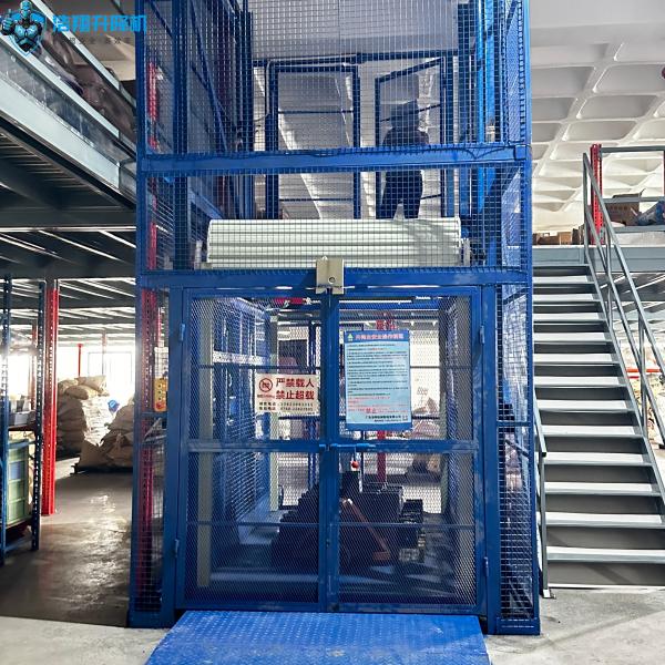 China Industrial Indoor Vertical Lead Rail Mezz Goods Lift Hydraulic Freight Elevator Guide Rail Lift Platform