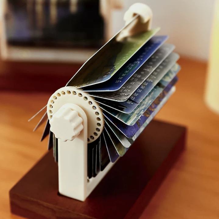 Hand-Crank Mechanical Flip Desk Calendars With Wooden Stand For Office Decor